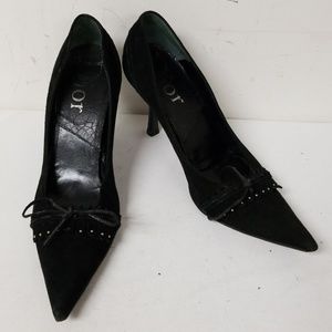 Dior Black Suede Fringe Peep Toe Pumps Heels 36